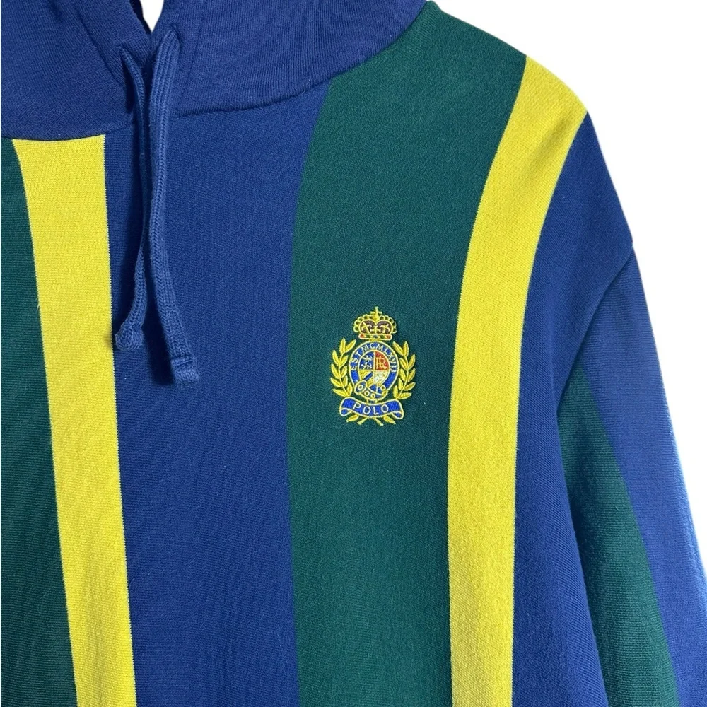 Polo Ralph Lauren Crest Striped Fleece Pullover Hoodie - Picture 5 of 8